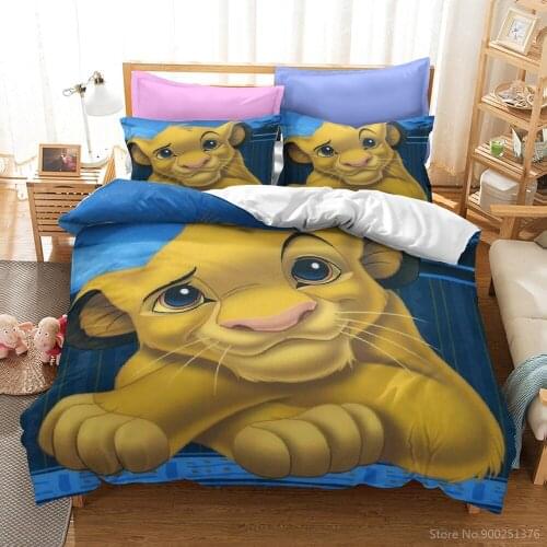 The Lion King Simba 3D Bedding Set Queen King Disney Cartoon Duvet Cover Set Comforter Cover Pillowcase Home Textile Bedclothes