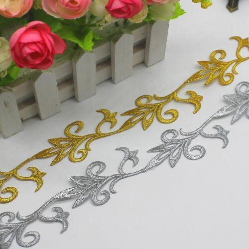 Iron On Embroidered Lace Braided Vintage Appliqued Cosplay Lace Ribbons 6 Yards Gold And Silver Trims Venise 3.7CM Wide