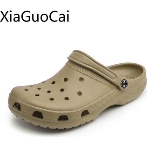 Summer Hole Mens Sandals Shoes Hollow Breathable Male Beach Sandals Couple Sandals Nest Half Drag Large Size Couple Slippers