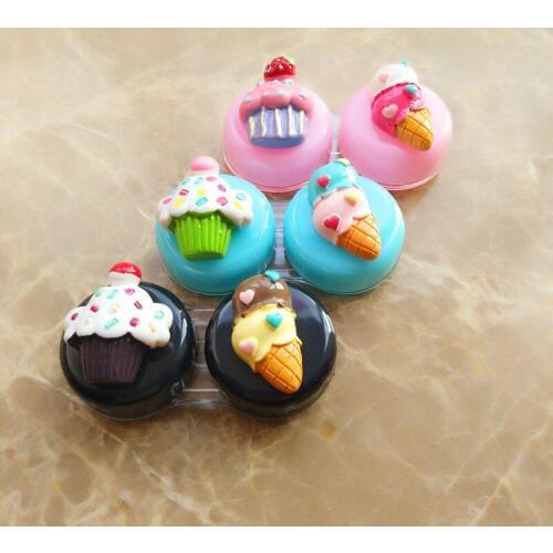 LIUSVENTINA 2018 New Portable DIY Cute Cake Ice Cream Contact Lens Case Box Container for Color Lenses Birthday Gift for Girls