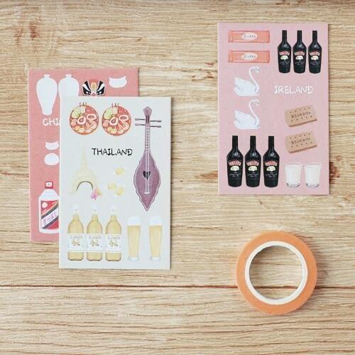 Multi-use 5.2*8cm 54pcs Mini Card country and his famous for design DIY Scrapbooking card party invitation cards gift card