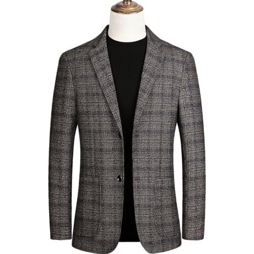 2021 new leisure suit male spring autumn middle-aged men business plaid small suit jacket dad outfit/men blazer slim fit