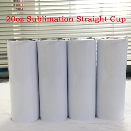 Wholesale 20oz White Blanks Straight Skinny Tumbler With Lid Sublimation Coating For Heat Transfer Bottle For Christmas Gift
