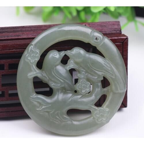 Natural hetian green jade pendant necklaces hollow dragon bird jade necklace brand men women jade jewelry jadeite