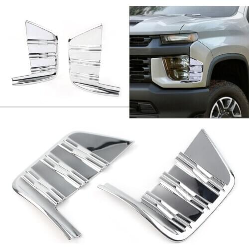 Car Front Fog Light Cover Decoration Trim For Chevrolet Silverado 1500 2019 2020 ABS Plastic 2Pcs