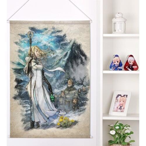 Flat New Japanese Anime Cartoon Octopath Traveler Peach Skin Velvet Wall Scroll Poster Print Wall Art ainting Cuadros