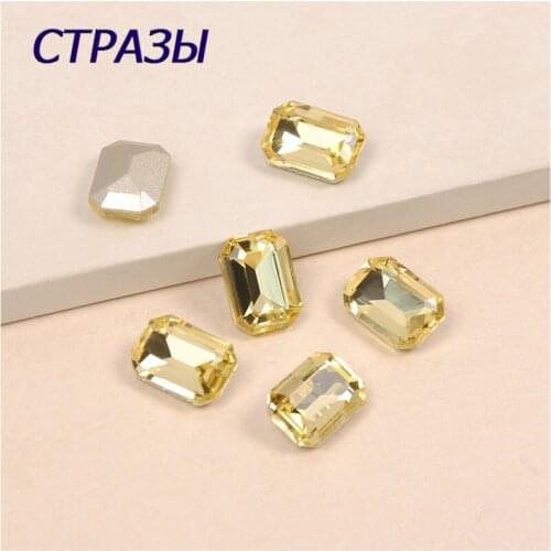 Light Topaz Crystal stones Octangle K9 Glass Sew on Rhinestones appliques For DIY Clothing sew Crafts Jewelry Accessorie