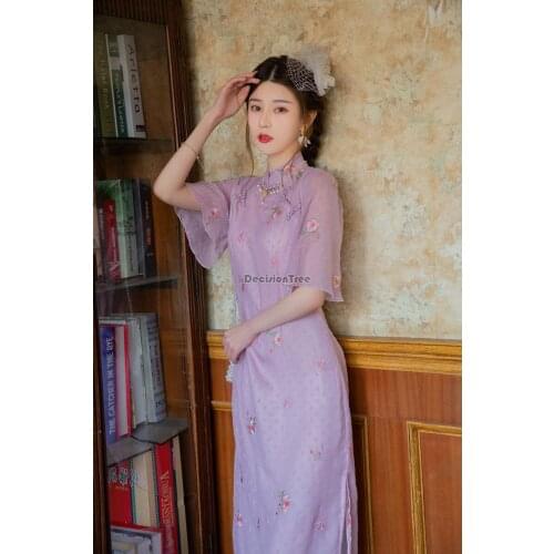2021 cheongsam traditional chinese dress qipao ladies evening dress vintage cheongsam women bride lace cheongsam oriental dress