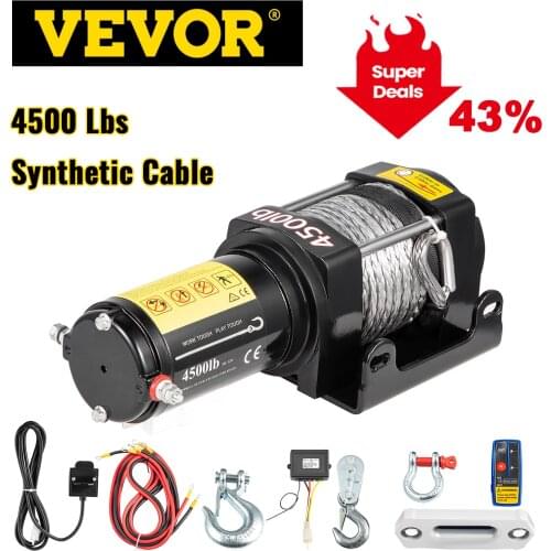 VEVOR 4500LBS/2040KG Strong Synthetic Rope Electric Winch Wireless Control for SUV Boat Truck Trailer Recovery Off Road Winch