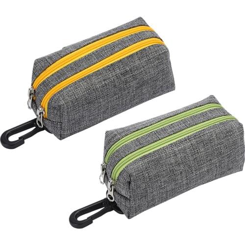 Outdoor Pet Garbage Bag Dispenser Oxford Cloth Double Zipper Dog Walking Storage Bag Mini Pet Garbage Bag Storage Bag