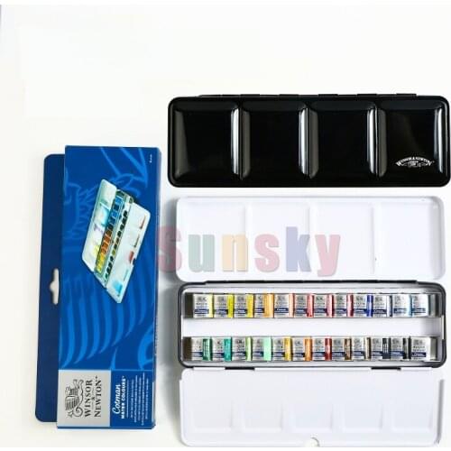 Winsor Newton Cotman Solid Watercolor Paint 12/24 Colors Iron Box Set Professional Artist Pigment 24 Fine Art Water Color Paint