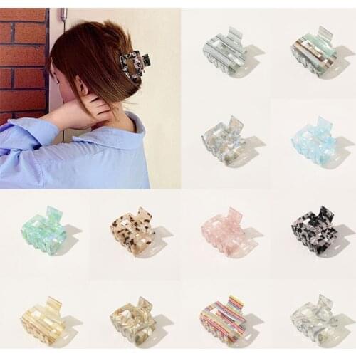 Women Fashion Acetic Acid Hair Claws Square Acrylic Hair Clamps Crab Geometric Multiple Colorful Hair Clips Accessories 5*5cm