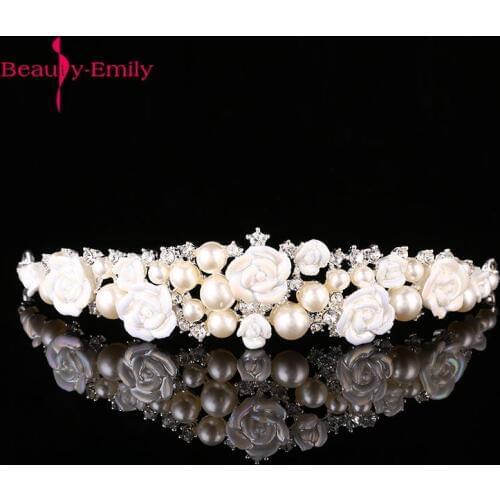 Korea style women ivory handmade rhinestone veil wedding bridal accessory crown crystal hair