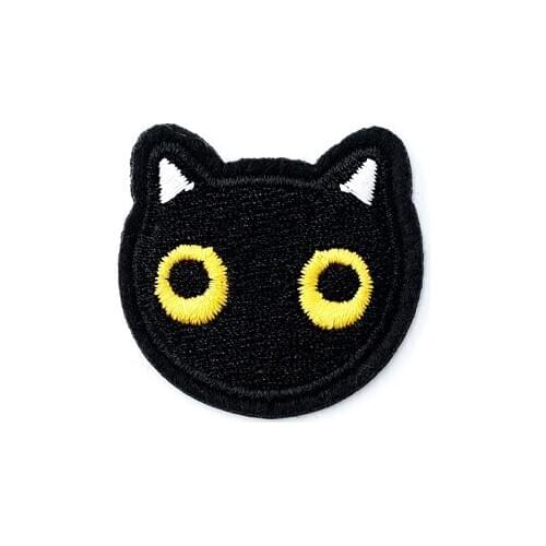 Small Black Cat Size:3.8x3.8cm Cloth Patch Badge Embroidered Cute Badges Abstract Iron On Kids Patches For Clothes Stickers