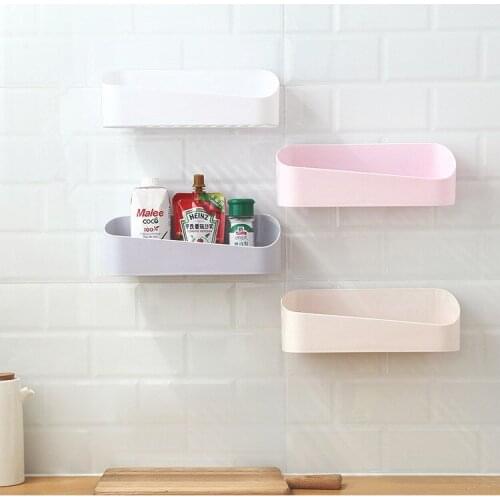 1PC Kitchen Bathroom Shelf Wall Rack Plastic Shower Caddy Organizer Holder Strong Sticky Storage Rack OK 0654