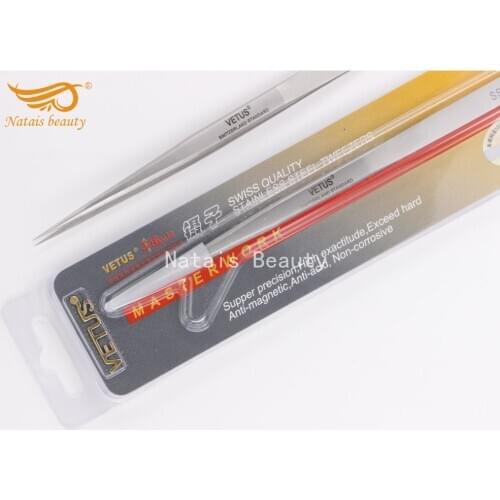 10pcs/lot Professional Stainless Steel Eyelashes Extension Tweezers VETUS Best Quality Makeup Accessories