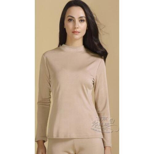 100% authentic mulberry silk top with thick silk machine and a turtle neck warm long-sleeved lingerie - 3
