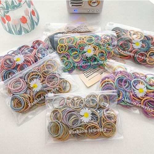 100pcs/Set Girls Hair Accessories Nylon Ties Elastic Hair Bands Children Ponytail Holder Rubber Bands Kids Hair Accessories