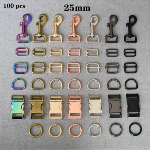 100 pcs/pack 25mm D Ring O Ring Metal Buckles DIY Solid Lobster Trigger Swivel Eye Snap Hook High Quality Leather Craft Bag