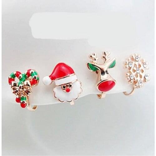 2017 Fashion Jewelry Enamel Crystal Santa Claus Elk Snowflake Christmas Earrings For Women Bijoux Pere Noel Stud Earring Gifts