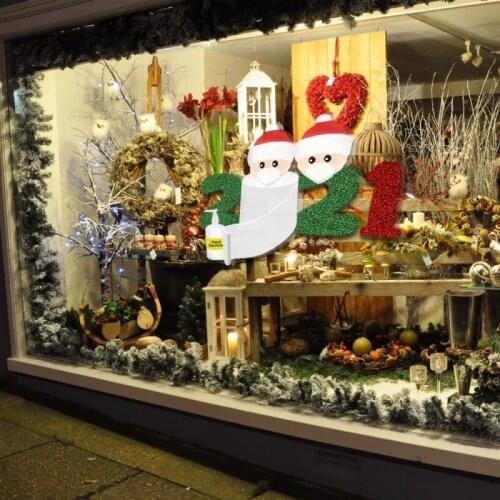 2021 Personalized Ornaments Survivor Family Of 2 With Face Masks Hand Sanitized Christmas Wall Sticker