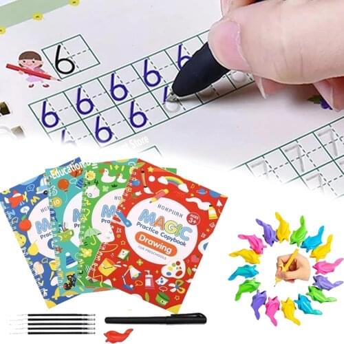 27 Pcs/Set of Childrens School Copybook 3D Calligraphy Reusable Handwriting Practice Learn Writing English Magic Stationery