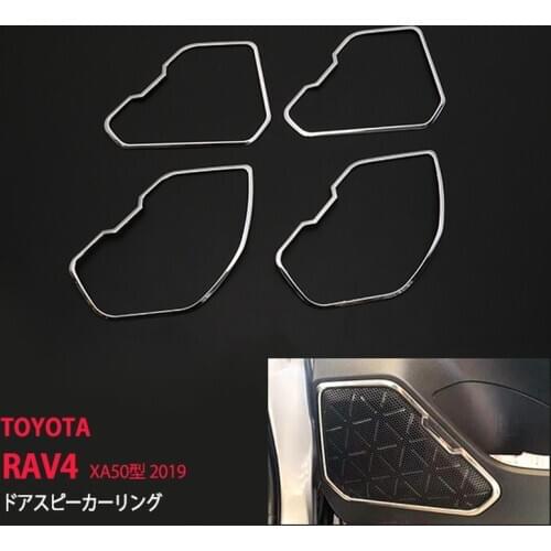 4pcs Door Speaker Cover for Toyota Rav4 V XA50 2019 Up Car Trim Protector Accessories Stainless Steel Sticker Car Styling