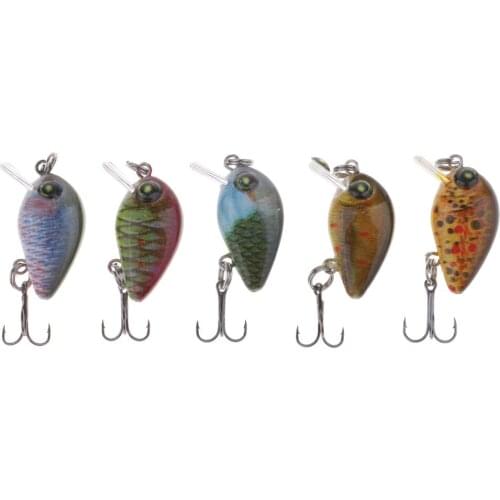 5Pcs Mini Crank Lifelike Fishing Lures Crankbaits Vibration Minnow Baits Popper Lures Sinking Lures 2.85cm Fishing Tackles