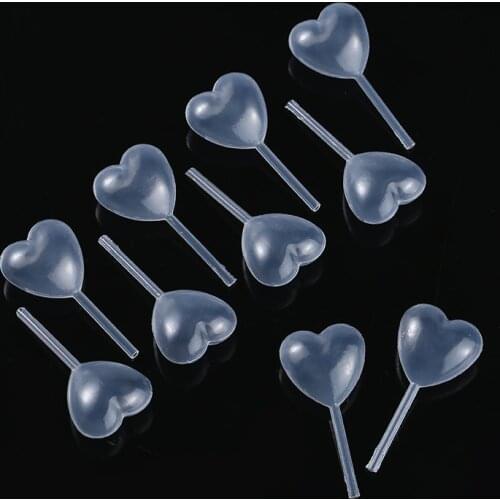 50pcs New Heart Shaped 4ml Transfer Oils Pipettes Plastic Squeeze Eye Dropper 55mm Length