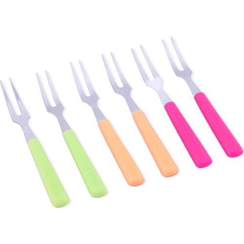 6pcs/set Stainless Steel Fruit Forks Set for Cake Salad Cocktail Dessert Forks Kitchen Accessories 52095