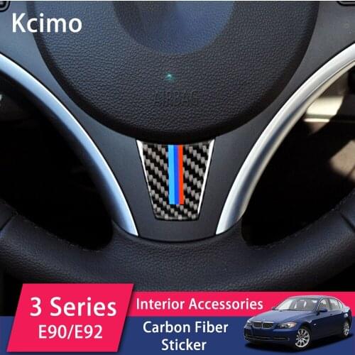Steering Wheel Carbon Fiber Car Stickers For bmw e90 e92 3 Series 2006-2012 Car Styling Interior Accessories
