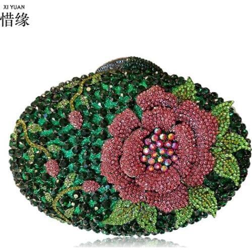 XIYUAN BRAND Fashion Luxury oval shape Clutch Bag Diamond Crystal Party Wedding Purse Evening Bag