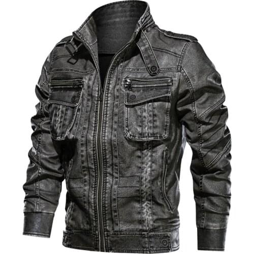Brand Pop Leather Jacket Men Streetwear Washed Motorcycle Jackets Plus Size 6XL Mens Pocket Leather Coats chaqueta cuero hombre