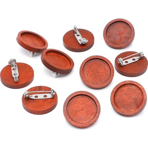 10pcs Lot Round Wood Brooch Base 20mm Brooches Accessories Wooden and Stainless Steel Safety Pin for Diy Jewlery Making Supplies