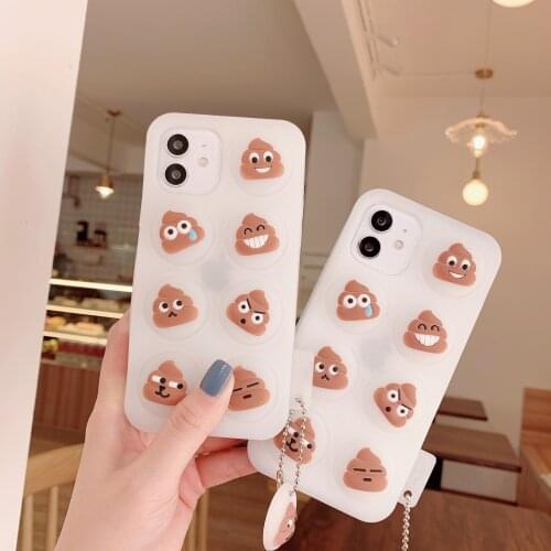 Stress Reliever Expression Poop Case for iphone 12 Pro Max XR 11ProMax XS 7 8 plus SE 2020 Cute Pendant Soft Silicon Capa Cover