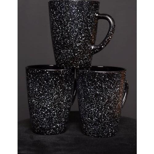 Black silvery mug, patternless, 250 ml, porcelain, bright, ceramic, decorative, coffee cup, milk tea cup, turkish porcelain