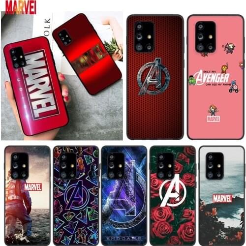 Marvel Avengers Logo For Samsung A72 A52 A02 S A32 A12 A42 A51 A91 A81 A71 A41 A31 A21 S A11 A01 UW Black Phone Case Cover