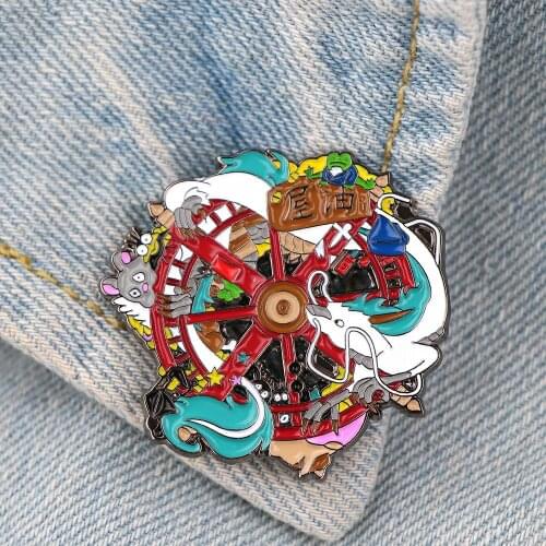 LT754 Japanese Anime Manga White Dragon Collection Enamel Lapel Pin Badge Pins for Clothes Backpack Decoration Jewelry