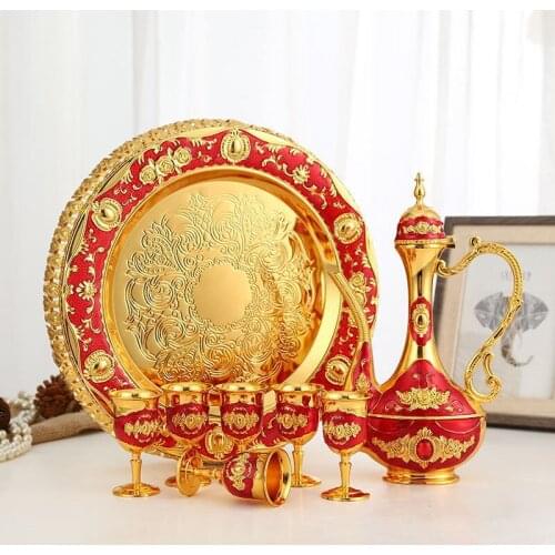 European vintage high-grade wine gift set liquor cup wine pot tray creative crafts decoration