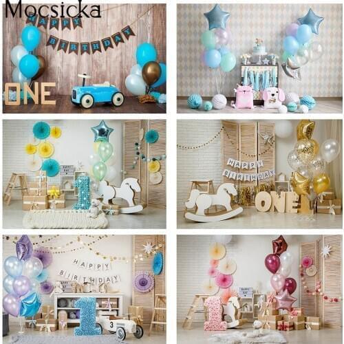 1st Birthday Cake Smash Newborn Kids Portrait Photo booth Background Studio Children Happy Birthday Party Decoration Supplies