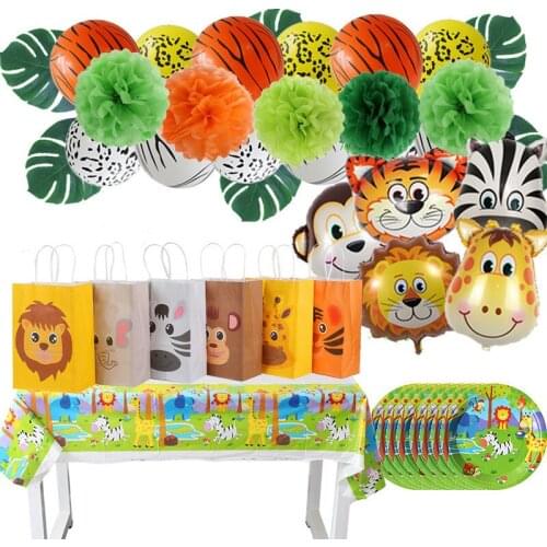 Safari Party Paper Bags 5Pcs/Set For Kids Birthday Party Animals Gift Bags Box Jungle Zoo Party Decoration Baby Shower