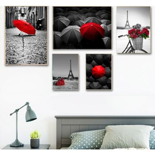 Pairs Tower Painting Canvas Nordic Landscape Canvas Wall Art Black White Prints for Living Room Hotel Decorative