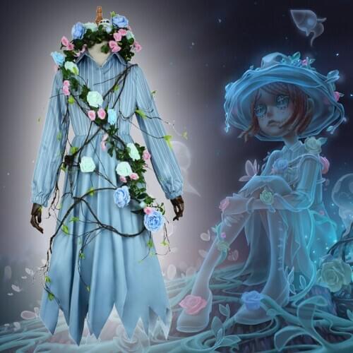 Game Identity V Cosplay costumes Gardener Survivor Emma Woods Cosplay Costume Ghost Girl Skin Uniforms Suits Clothes Blue Dress
