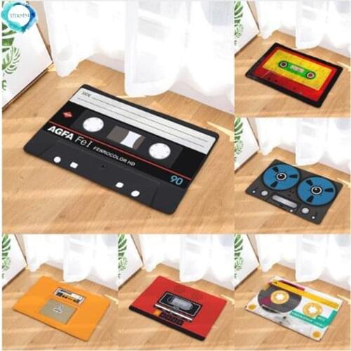 1 pc Retro Entrance Mat Anti-Slip Doormat Cassette Tape Radio Carpets Bedroom Rugs Decorative Stair Mats Home Decor 40x60cm