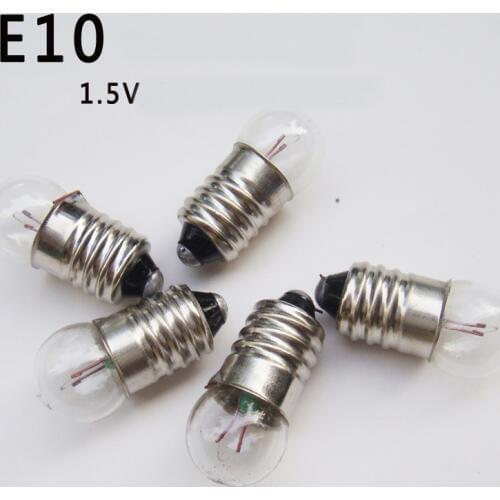 1.5V 0.3A E10 Screw Small Light Bulb Flashlight Bulb Optical Experimental Lamp Indicator Lights 50pcs