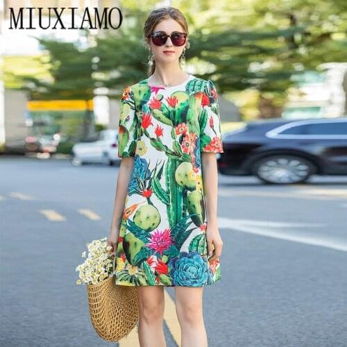 MIUXIMAO Luxurious 2020 Fall dress Party dress Flower Colourful Slim Short Sleeve Office Lady Dress Women Vestidos