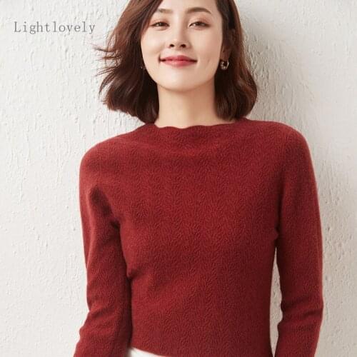 Fashion Ruffled Collar Elegant Cashmere Sweater Women Knitted Basic Pullovers Autumn Winter Sweaters Jumper Female Brand Jumper