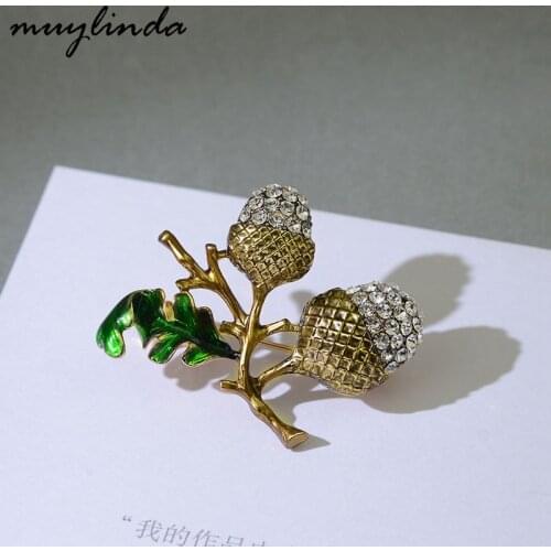 Muylinda Filbert Fruit Women Brooch Pin Collar Vintage Pins For Scarf Jewelry Rhinestone Pins And Brooches