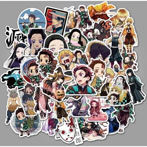 New 50PC Demon Slayer Kimetsu No Yaiba Kamado Tanjirou Love Japanese Anime Cosplay Sticker DIY Crop Prop Accessories Gift Toy