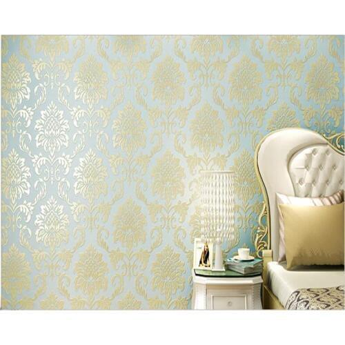 Beibehang Damascus floral damask wallpaper texture yellow vinyl damask striped wallpaper roll living room bedroom wallpaper 3d